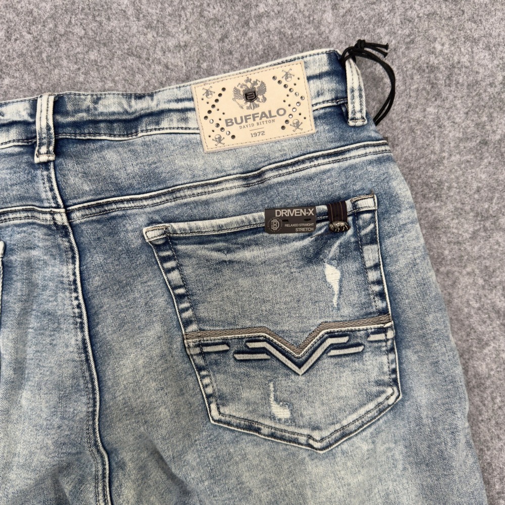 Buffalo David Bitton Driven-X Relaxed Straight Stretch Jeans Light Wash 33 NEW - Picture 8 of 13